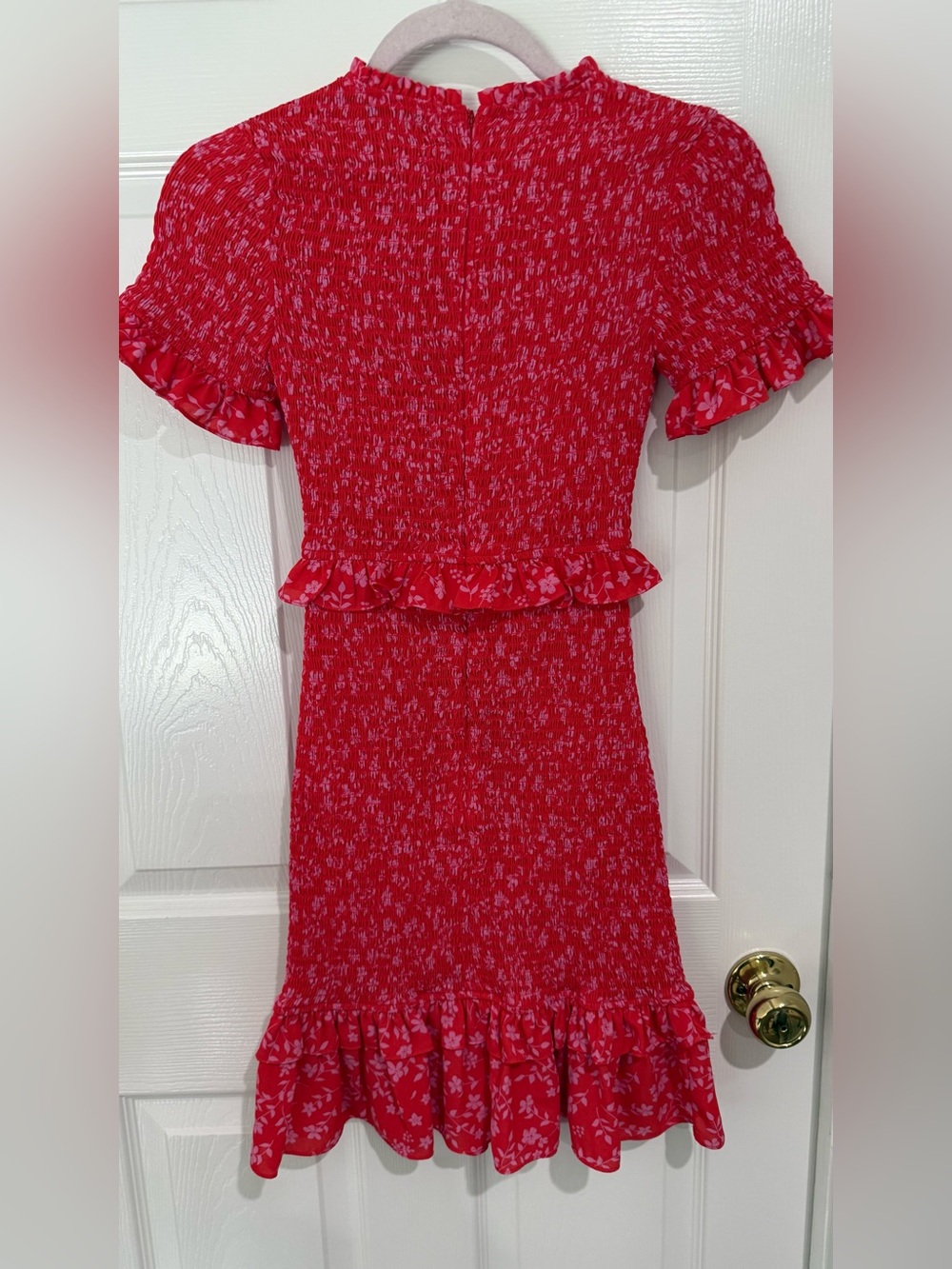 Likely Red Floral Smocked Ruffle Dress
